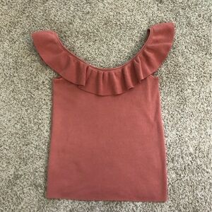 Loft EUC ruffle sweater tank scoop neck. Size small